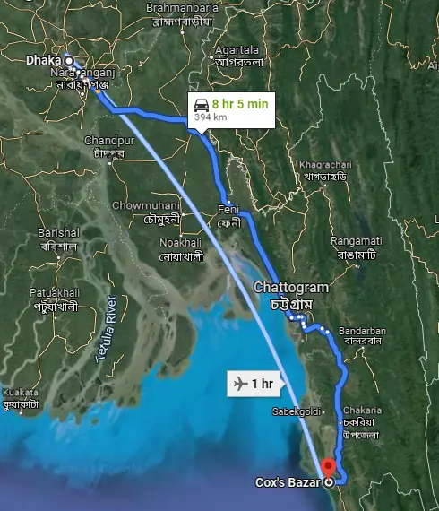 Dhaka To Cox S Bazar Road Map Travelplacebd